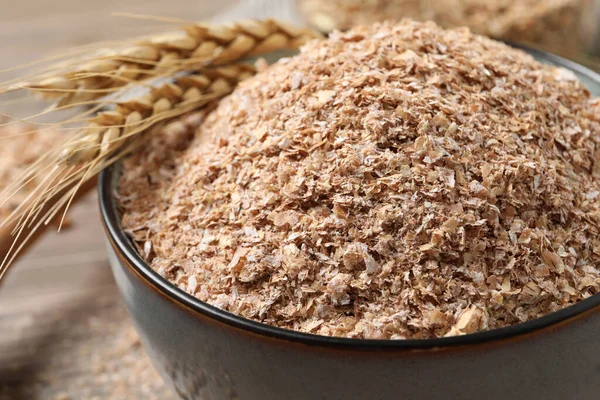 Wheat Bran Spikelets Bowl Closeup — Stock Photo, Image