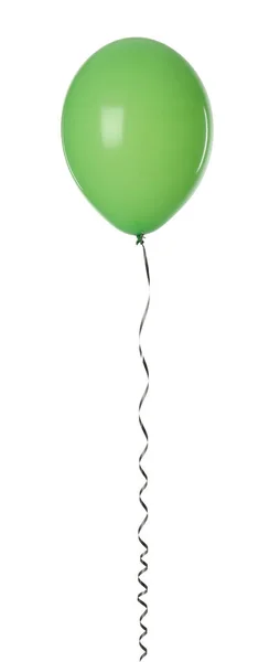 Balon Verde Panglică Izolată Alb — Fotografie, imagine de stoc