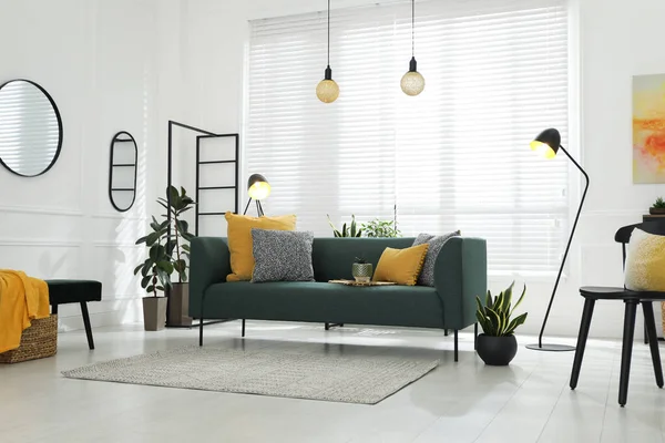 Modern Living Room Interior Stylish Comfortable Sofa — Stock Photo, Image