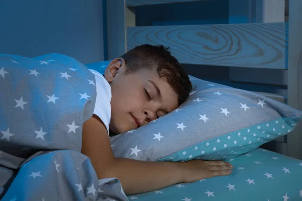 Cute Little Boy Sleeping Home Bedtime — Stock Photo, Image