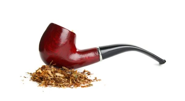 Klassieke Rookpijp Met Tabak Witte Achtergrond — Stockfoto
