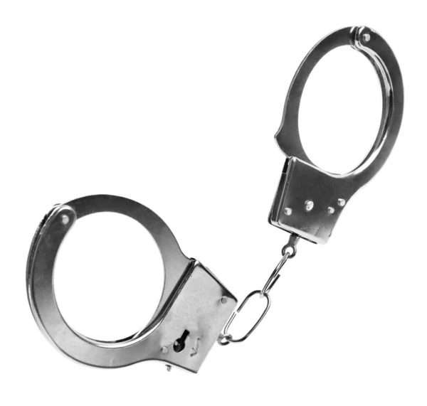 New Classic Chain Handcuffs Isolated White — Stock Photo, Image