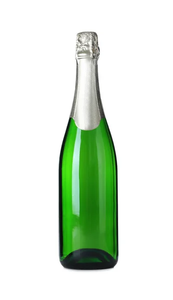 Бутылка Игристого Вина Изолированного Белом — стоковое фото