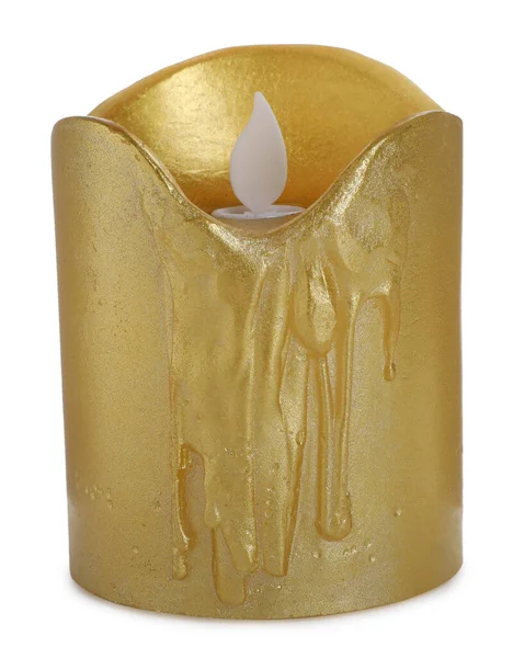 Decorative Flameless Led Candle Isolated White — Stock Photo, Image