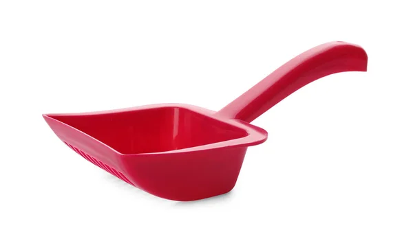 Red Plastic Scoop Cat Litter Isolated White — Stock Photo, Image