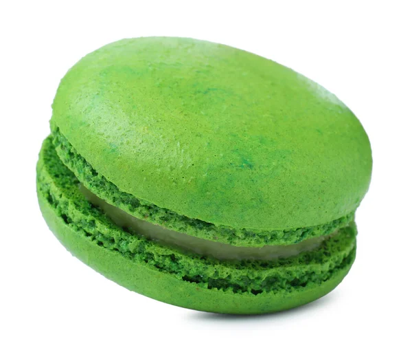 Macaron Verde Aislado Blanco Delicioso Postre — Foto de Stock