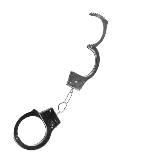 New Classic Chain Handcuffs Isolated White — Stock Photo, Image