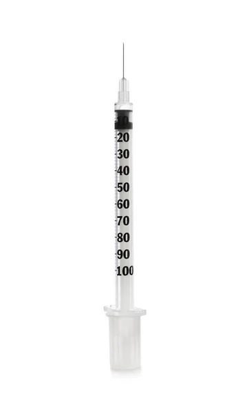 Disposable Syringe Needle Isolated White — Stock Photo, Image