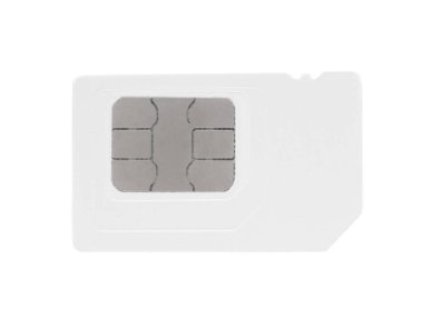 Mini SIM kart beyaz, üst görünümde izole