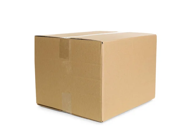 Caja Cartón Aislada Blanco Burla Para Diseño —  Fotos de Stock