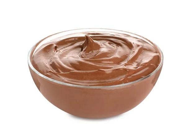 Tál Finom Csokoládé Krém Izolált Fehér — Stock Fotó