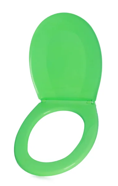 Nieuwe Groene Plastic Toiletbril Geïsoleerd Wit — Stockfoto