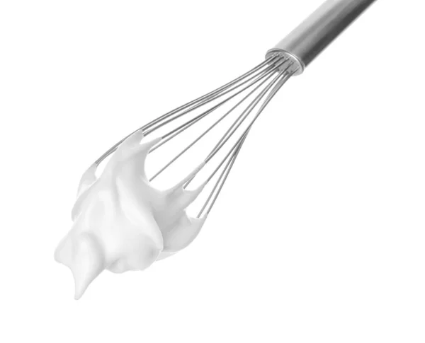 Metal Whisk Cream Isolated White — Stock Photo, Image