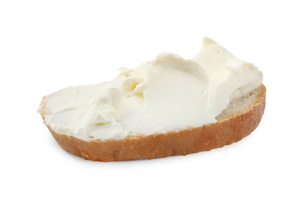 Pan Con Queso Crema Sobre Fondo Blanco — Foto de Stock