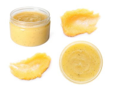 Beyaz arkaplan ve kolaj üzerindeki aromatik vücut önlükleri