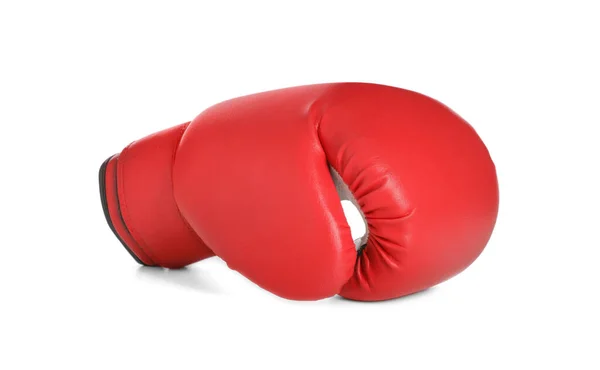 Nova Luva Boxe Vermelho Isolado Branco — Fotografia de Stock