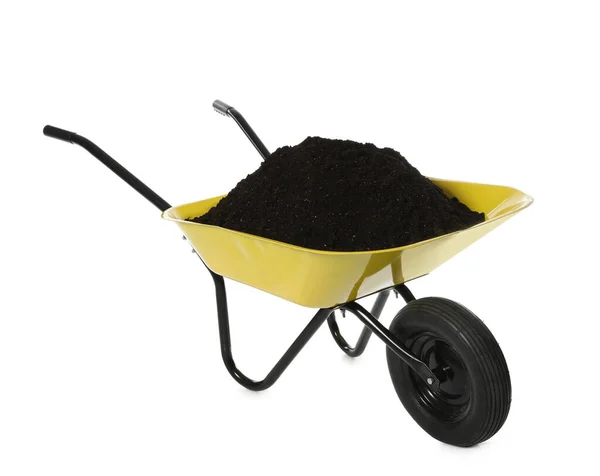 Wheelbarrow Soil Isolated White Gardening Tool — Stock Photo, Image