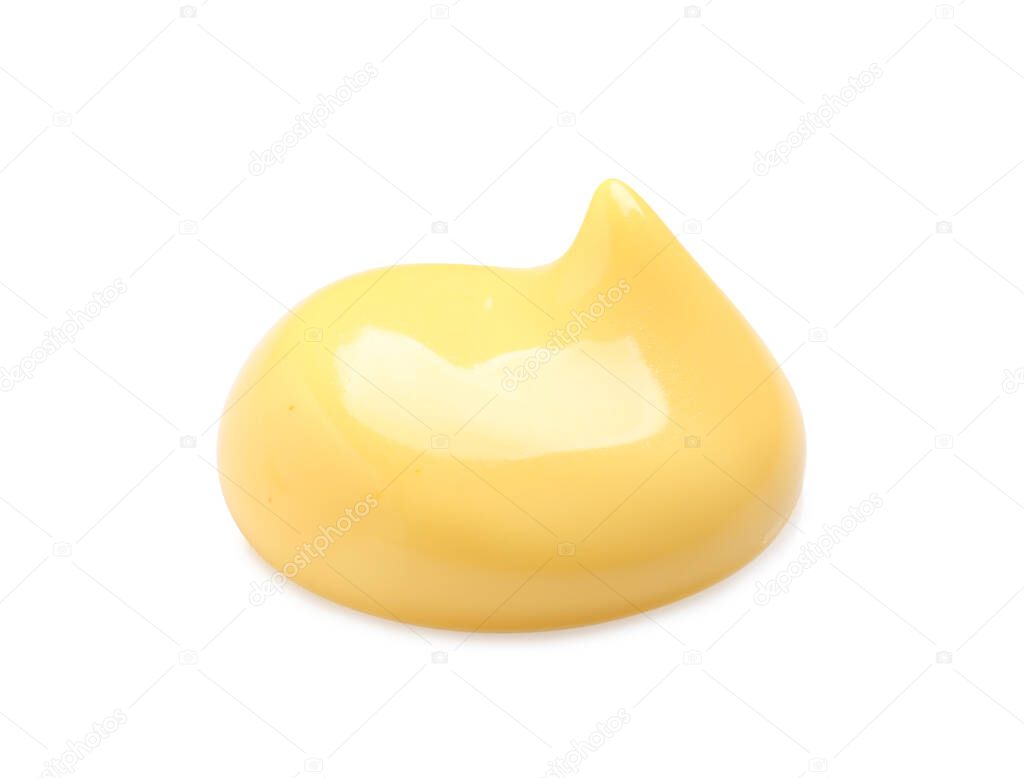 Drop of delicious melted cheese isolated on white