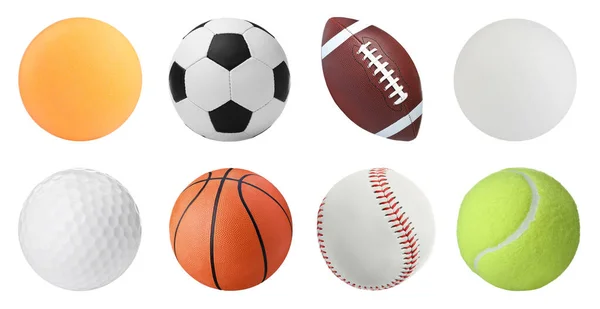 Set Different Sport Balls White Background Banner Design — Stock Photo, Image