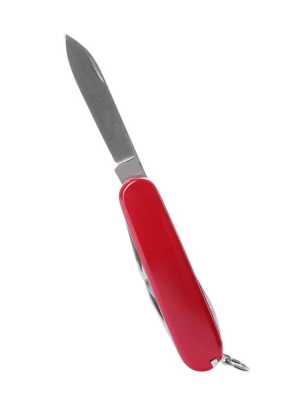 Compact Portable Multitool Red Handle Isolated White — Stock Photo, Image