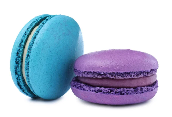 Diferentes Deliciosos Macarons Coloridos Sobre Fondo Blanco — Foto de Stock