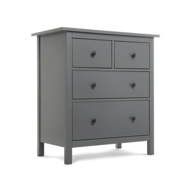 Gri çekmeceler beyaz üzerine izole edilmiş