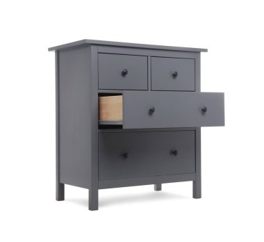 Gri çekmeceler beyaz üzerine izole edilmiş