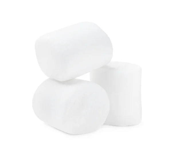 Delicioso Doce Marshmallows Inchado Fundo Branco — Fotografia de Stock