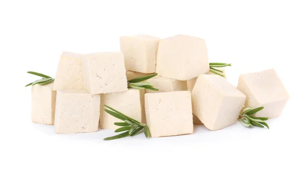 Delicioso Tofu Alecrim Sobre Fundo Branco — Fotografia de Stock