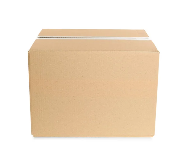 Картонна Коробка Ізольована Білому Макет Дизайну — стокове фото