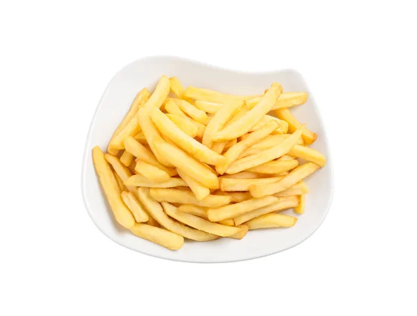 Lekker Gouden Frietjes Witte Achtergrond Bovenaanzicht — Stockfoto