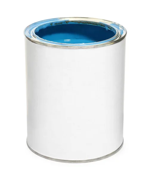 Can Blue Paint White Background — Stock Photo, Image