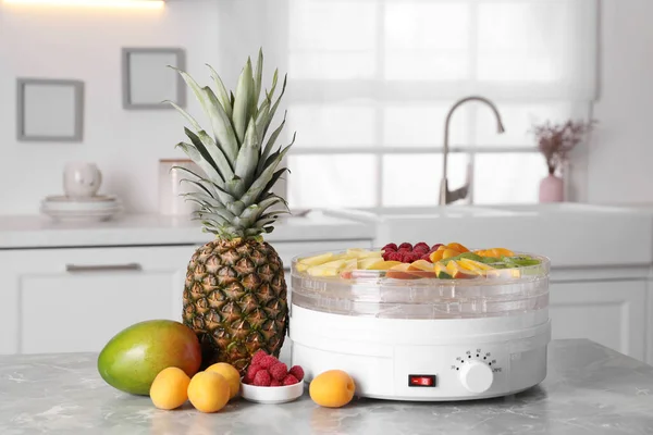 Fruits Dehydrator Machine Grey Marble Table Kitchen — Stock Photo, Image