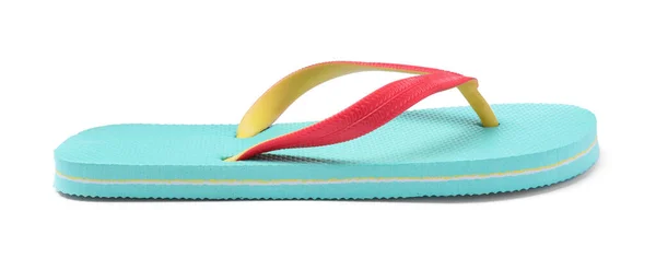 Enkele Turquoise Teenslipper Geïsoleerd Wit — Stockfoto