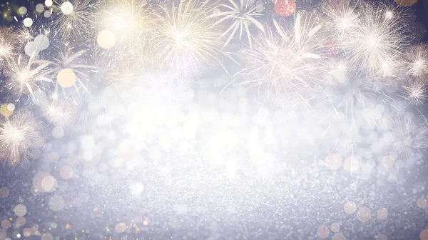 Sfondo Festivo Astratto Con Fuochi Artificio Effetto Bokeh Festeggiamenti Capodanno — Foto Stock