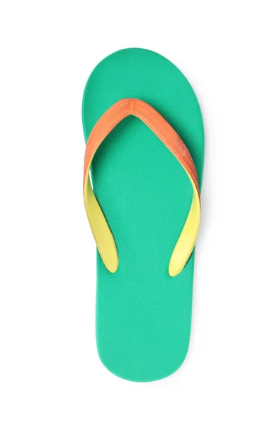 Enkele Heldere Flip Flop Geïsoleerd Wit Bovenaanzicht — Stockfoto