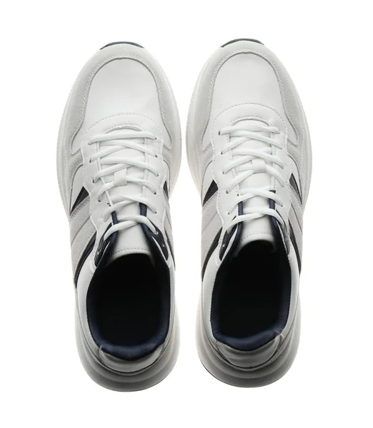 Coppia Eleganti Sneakers Sfondo Bianco Vista Dall Alto — Foto Stock