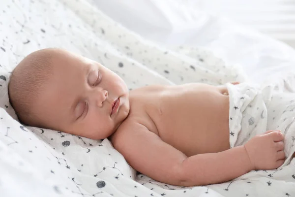 Lindo Bebé Durmiendo Cama Vista Cerca — Foto de Stock