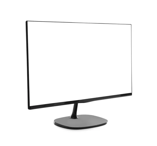 Modern Computer Monitor Black Screen Isolated White — Stock Photo, Image