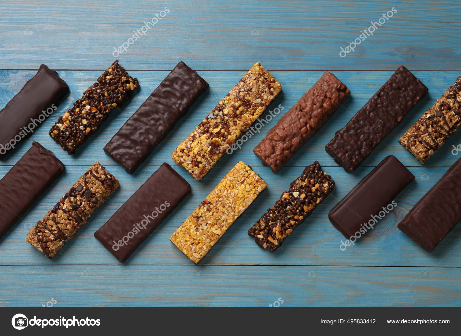 Different Energy Protein Bars And Oatmeal Bars On Light