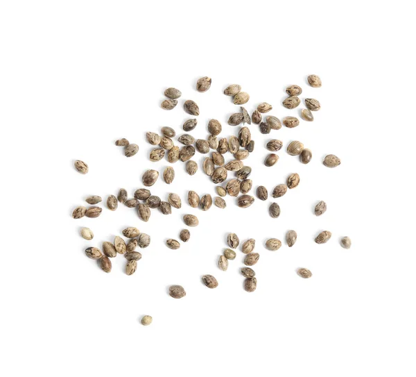 Hemp Seeds White Background Top View — Stock Photo, Image