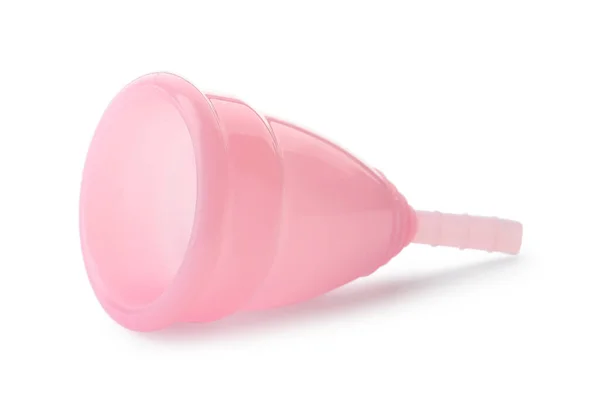Uma Xícara Menstrual Rosa Isolada Branco — Fotografia de Stock