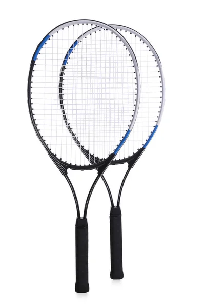 Twee Tennisrackets Witte Achtergrond Sportuitrusting — Stockfoto