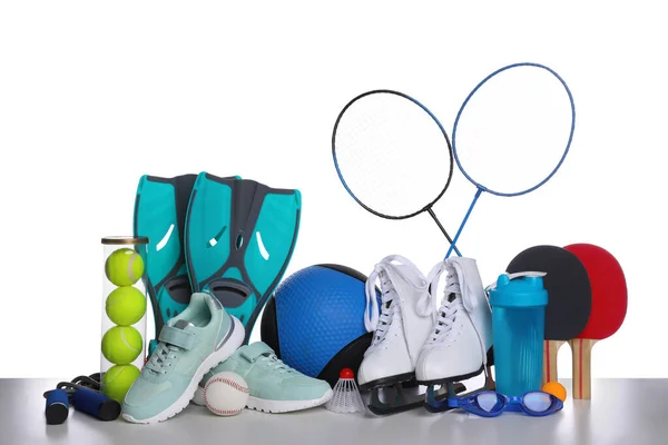 Set Different Sports Equipment White Background — Stock Photo, Image