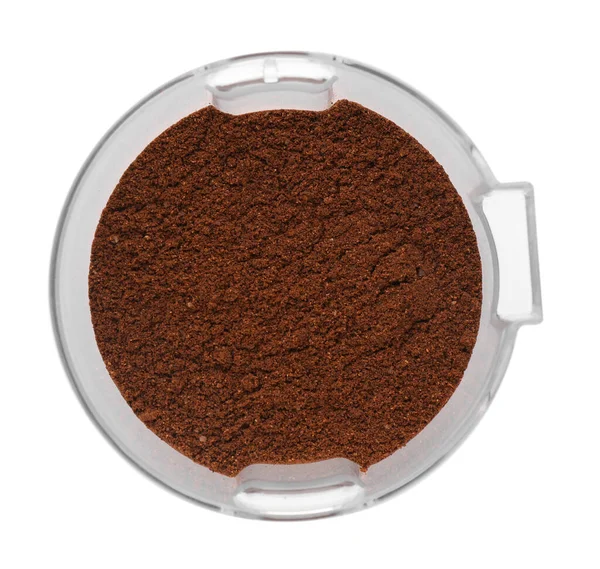 Modern Manual Coffee Grinder Powder Isolated White Top View — kuvapankkivalokuva
