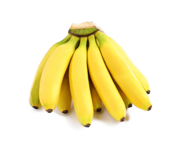 Bananes Bébé Mûres Sucrées Isolées Sur Blanc — Photo