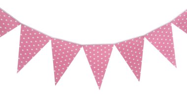 Beyaz arka planda üçgen bayrak var. Şenlik Dekoru