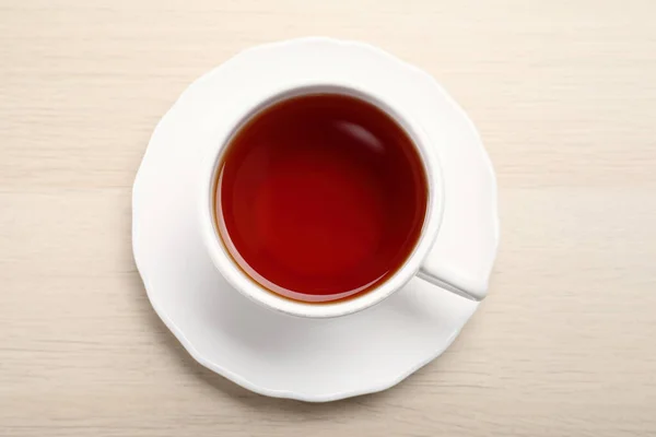 Rooibos Appena Preparato Tazza Ceramica Sul Tavolo Legno Vista Dall — Foto Stock