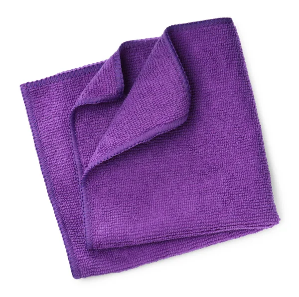 Paño Microfibra Púrpura Aislado Blanco Vista Superior —  Fotos de Stock