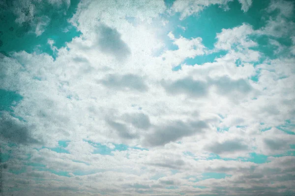 Vista Del Bel Cielo Con Nuvole Filtro Stile Retrò — Foto Stock